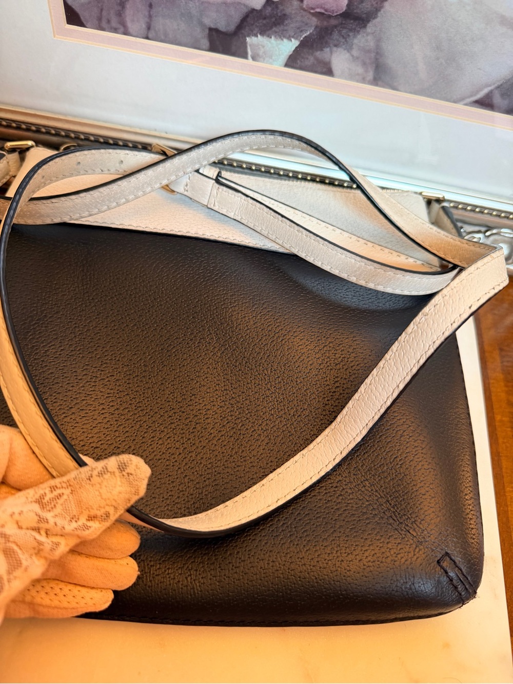 Kate Spade Grove Street Rima Leather Crossbody in Black & Cement w/Gold-Tone - Picture 13 of 16